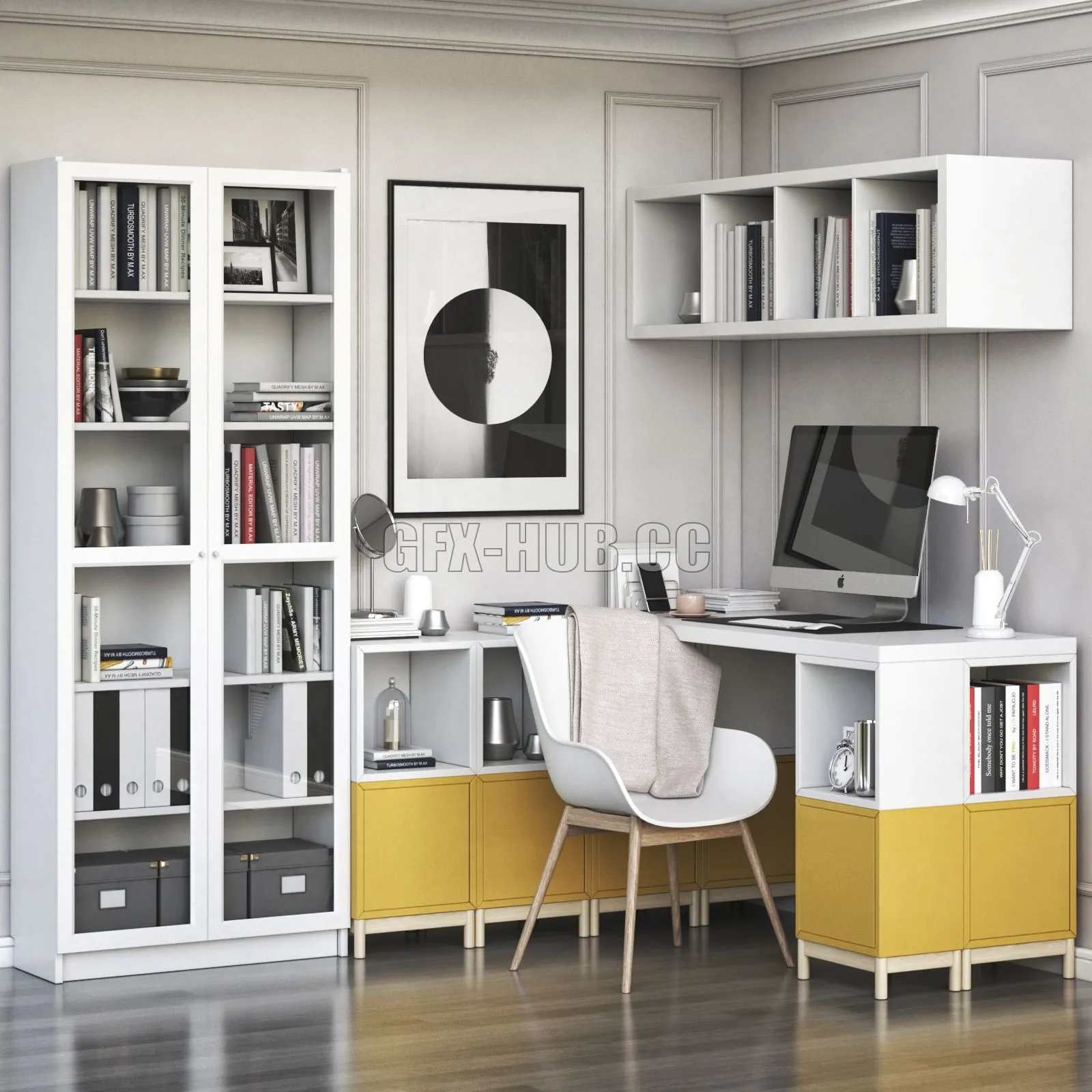 FURNITURE 3D MODELS – IKEA Corner Workplace with EKET Storages
