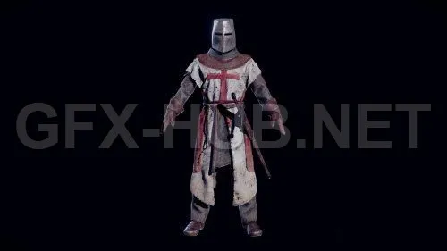 PBR Game 3D Model – Crusader Knight
