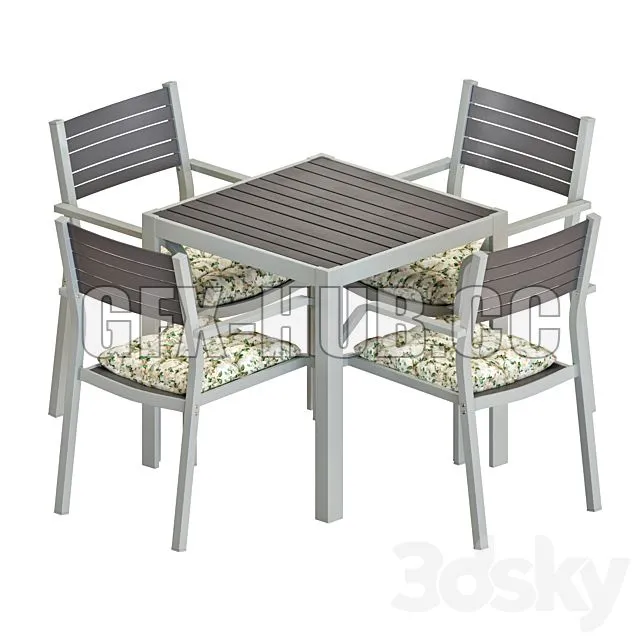 FURNITURE 3D MODELS – IKEA SJALLAND TABLE AND CHAIRS SET 02