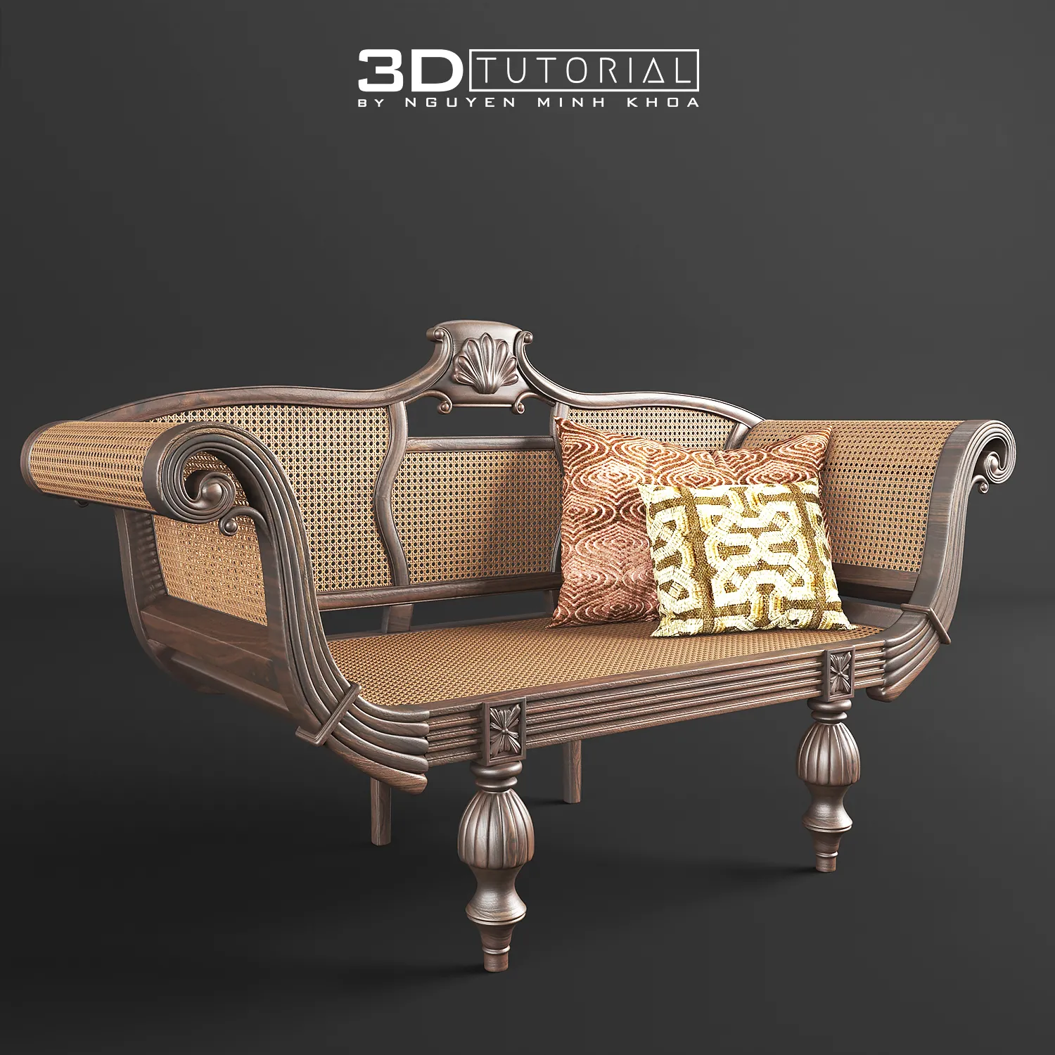FURNITURE 3D MODELS – Indochine Bench modelbyNguyenMinhKhoa