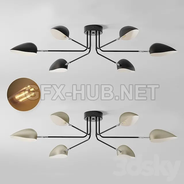 FURNITURE 3D MODELS – Industrial Modern 3 6 Light Ceiling Lamp