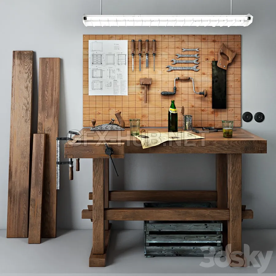 FURNITURE 3D MODELS – Joiners workbench
