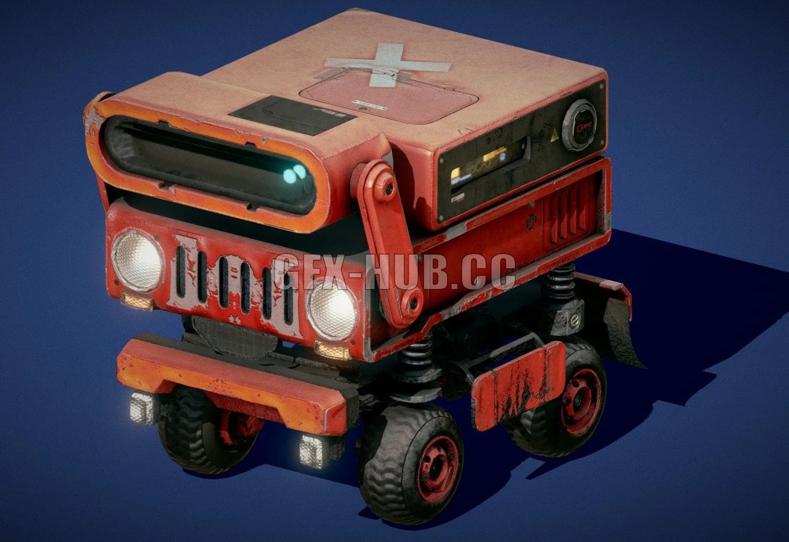 PBR Game 3D Model – Cute Sci-fi rover