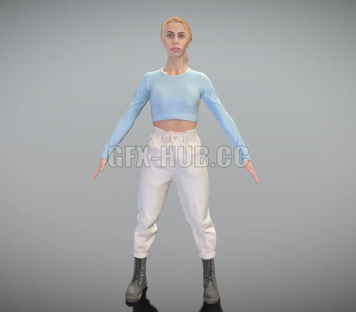 PBR Game 3D Model – Cute woman ready for animation 363