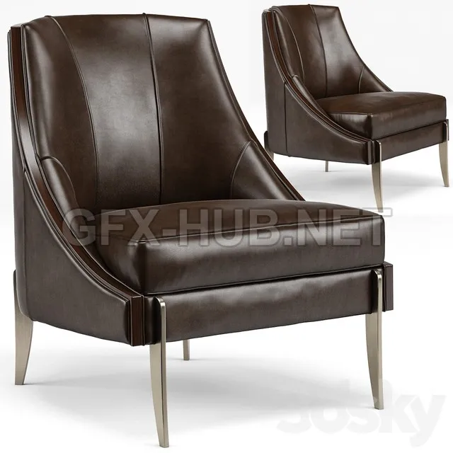 FURNITURE 3D MODELS – Keene Modern Classic Espresso Brown Leather Bronze Arm Chair