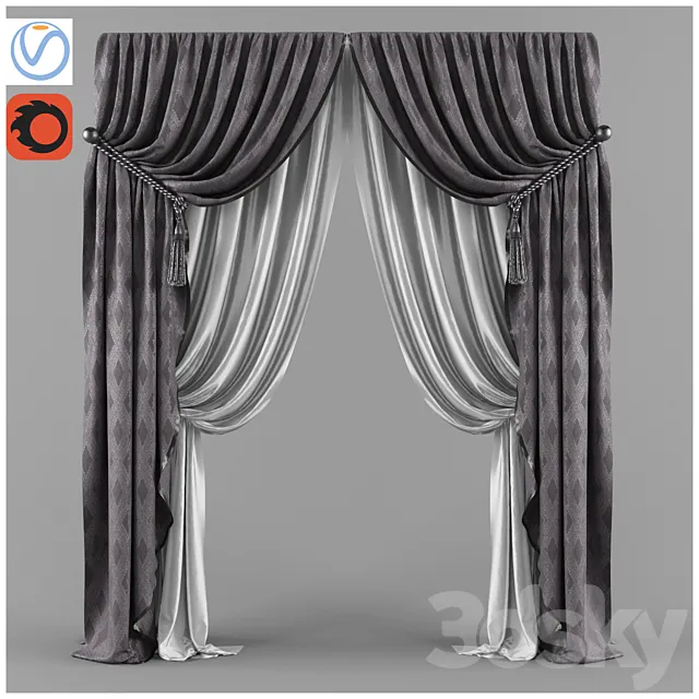 4 curtains lilac 3ds Max