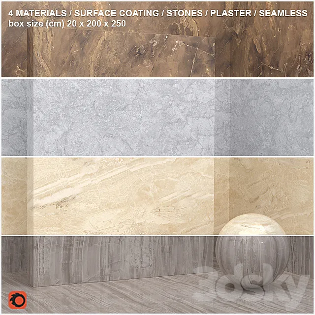 4 materials (seamless) – stone. plaster – set 10 3DSMax File