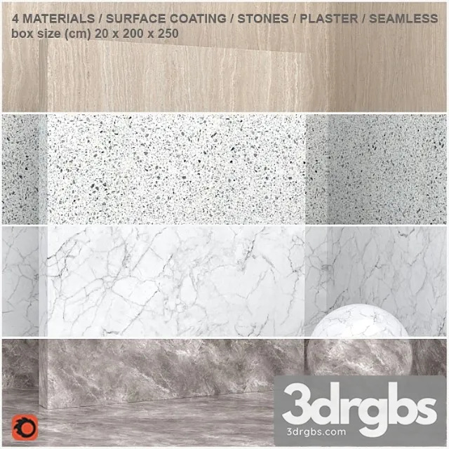 4 materials (seamless) – stone plaster – set 11 3dsmax Download