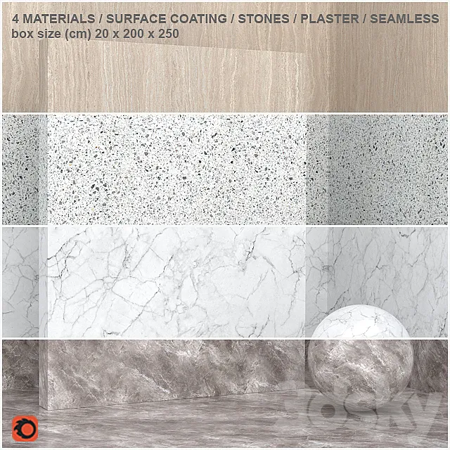 4 materials (seamless) – stone plaster – set 11 3DS Max Model