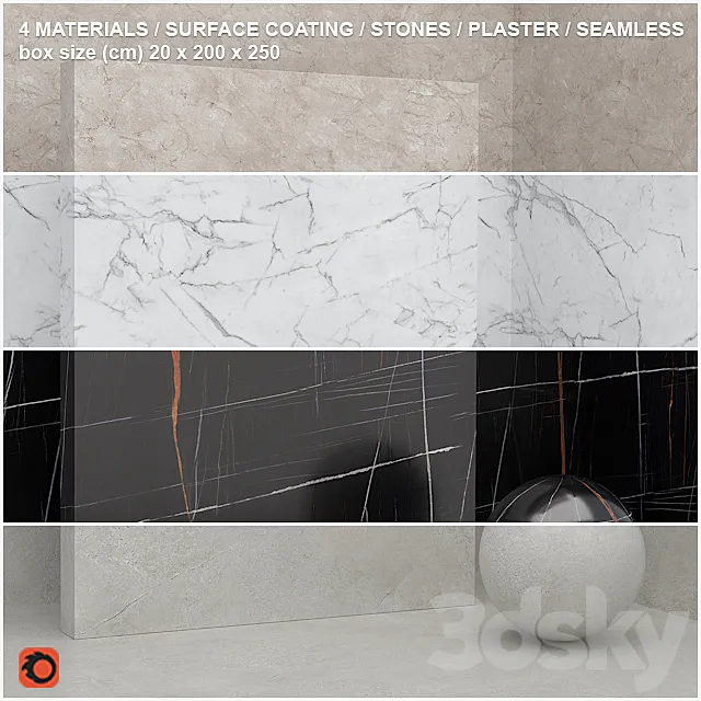 4 materials (seamless) – stone plaster – set 12 3DS Max Model