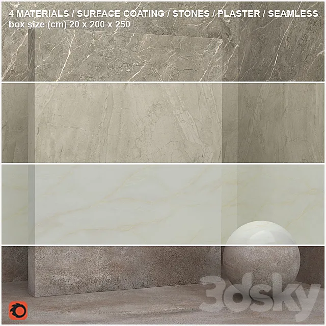 4 materials (seamless) – stone plaster – set 13 3DS Max Model