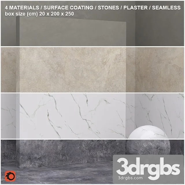 4 materials (seamless) – stone plaster – set 14 3dsmax Download