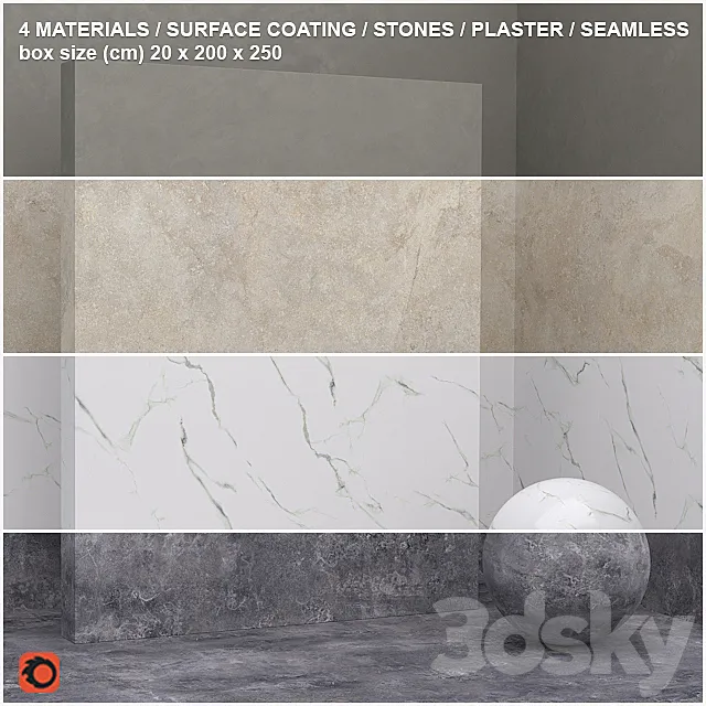 4 materials (seamless) – stone plaster – set 14 3DS Max Model