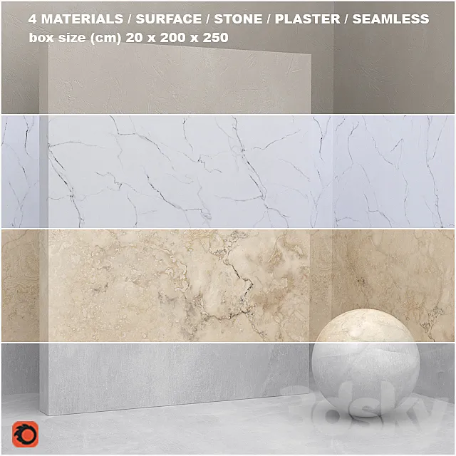 4 materials (seamless) – stone plaster – set 25 3ds Max