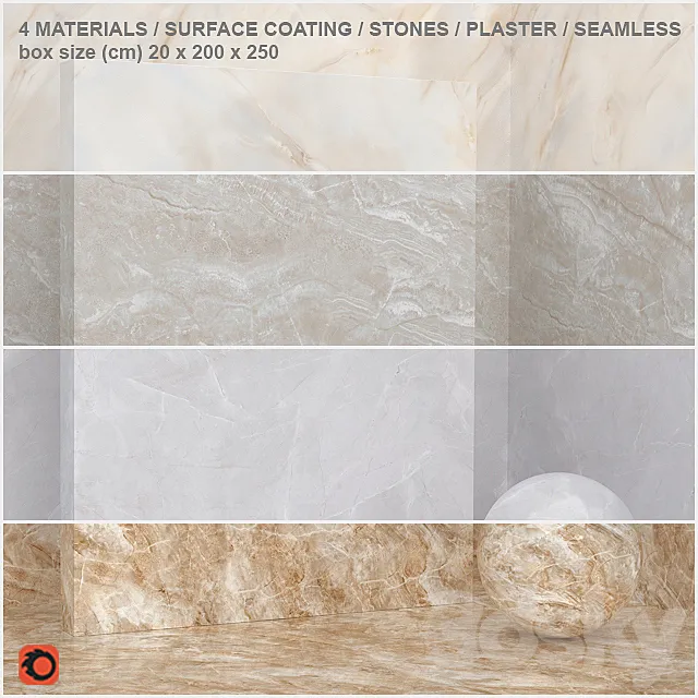 4 materials (seamless) – stone plaster – set 6 3DS Max Model