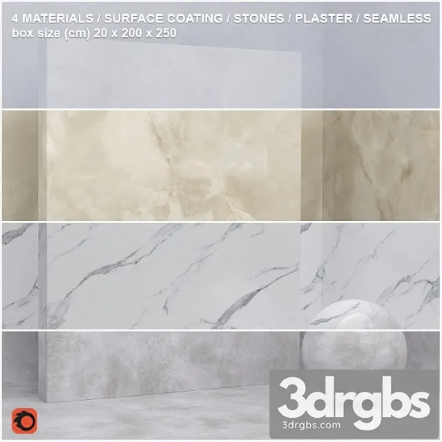 4 materials (seamless) – stone plaster – set 8 3dsmax Download