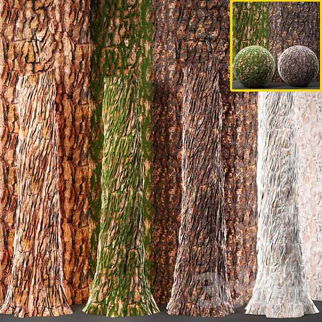 4 Tree bark and trunk vol 1 – 4k – pbr tileable 3dsMax Model