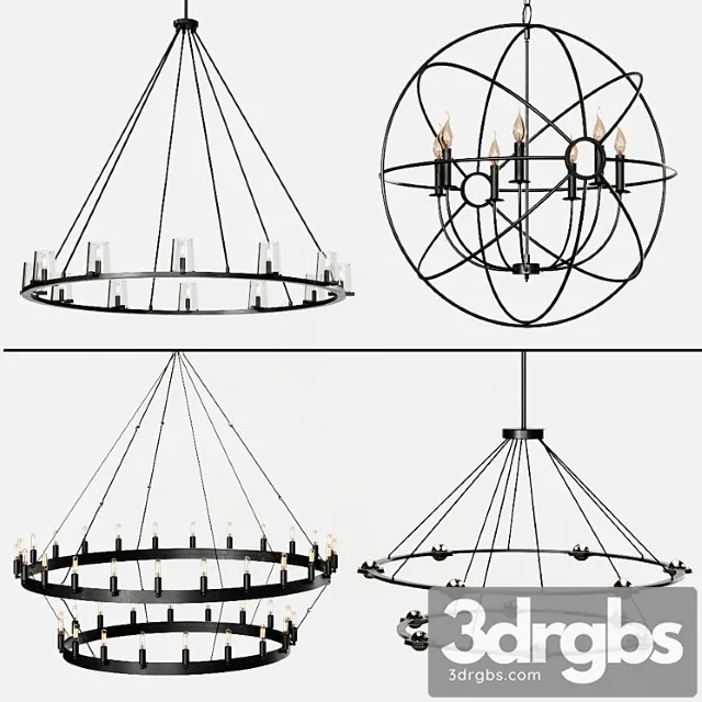4 type restoration hardware round chandelier set 004 3dsmax Download
