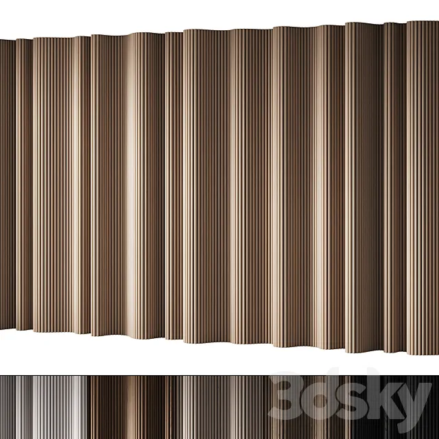 434 wall composition 15 wave fluted wood Reeded Panels 02 3DS Max Model