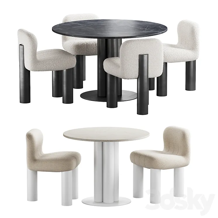 437 dinning set 05 Arflex Goya table with Arflex Botolo armchair 3DS Max Model