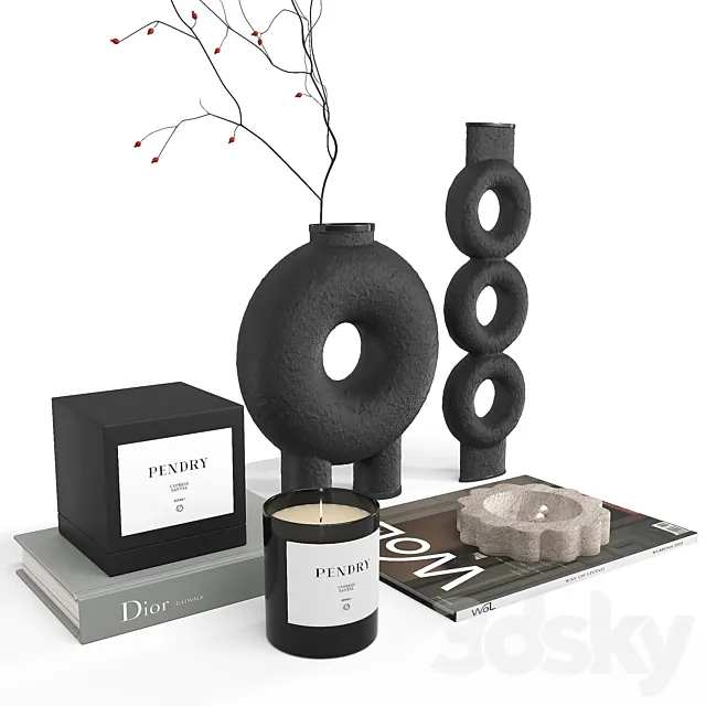 452 Decor Set Corner Design 086 Minimalistic Accessories Trays Vases 3ds Max