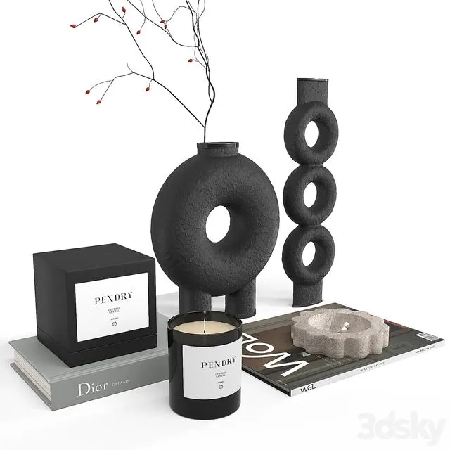 452 Decor Set Corner Design 086 Minimalistic Accessories Trays Vases 3dsMax Model