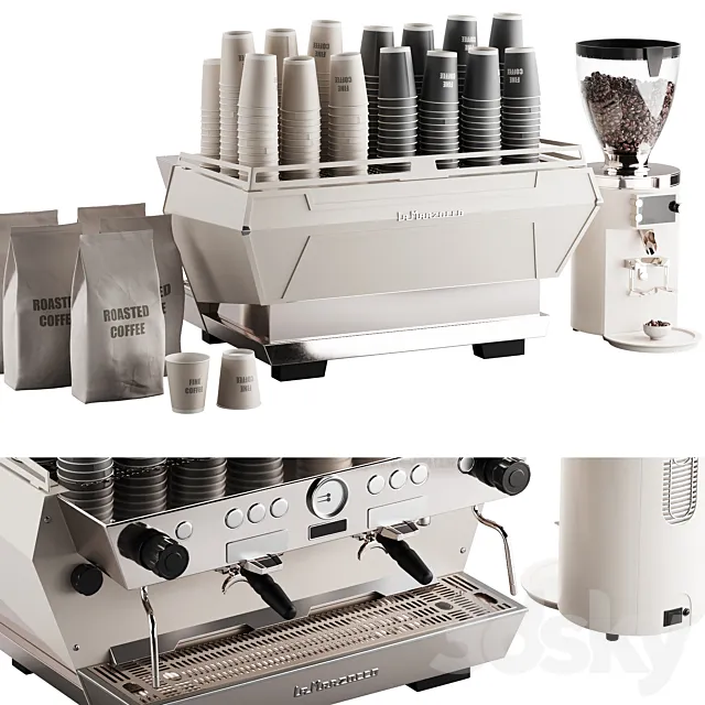 472 La Marzocco coffee machine & Mahlkonig coffee grinder kit 3DS Max Model