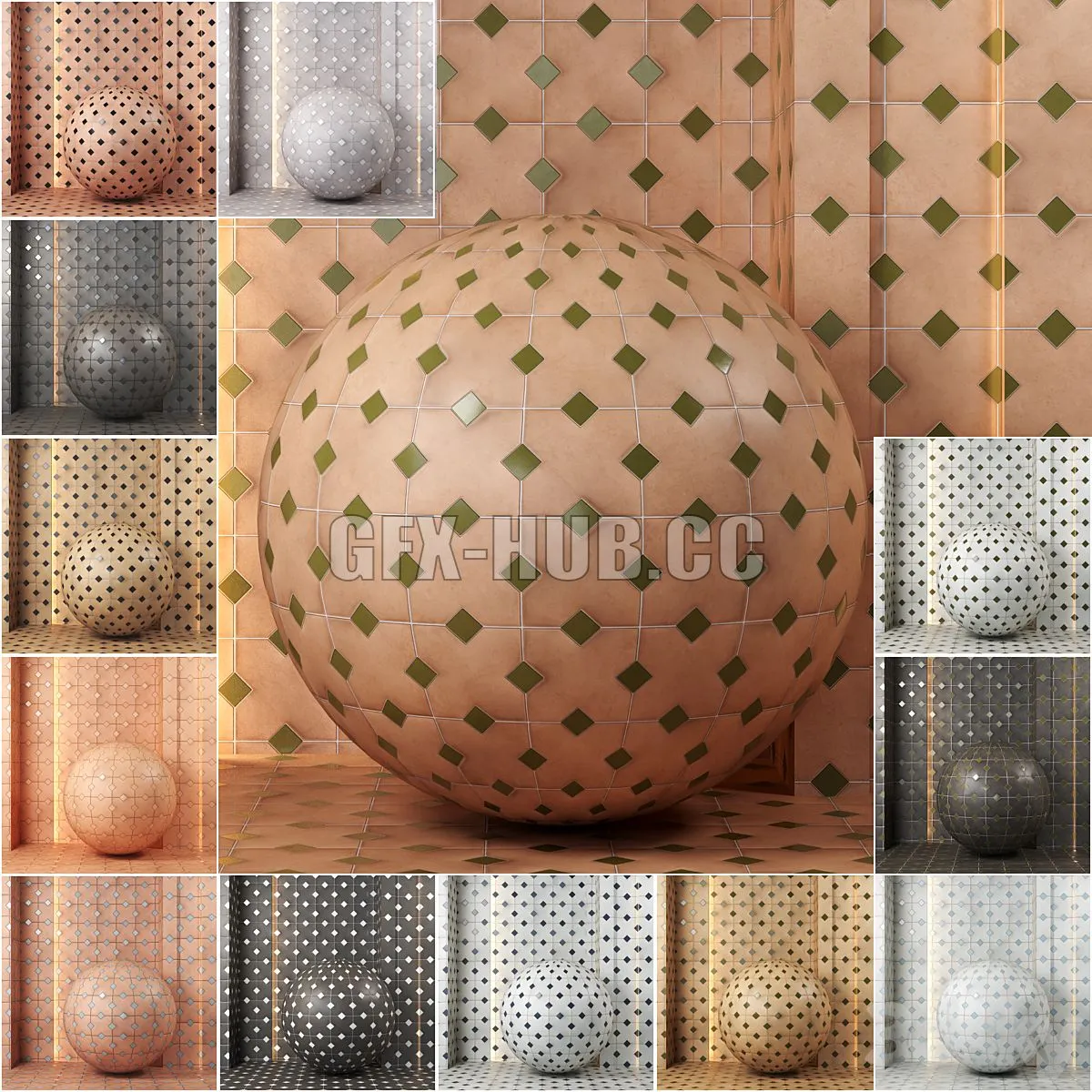 4k 13color Equipe kasbah ceramics material & texture Set 01 3dsMax Model