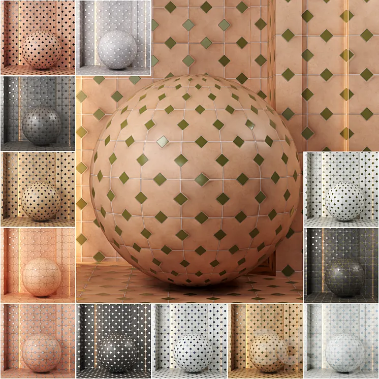 4k 13color Equipe kasbah ceramics material & texture Set 01-(Seamlesspbr) 3DS Max