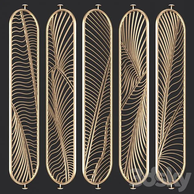 5 decorative partitions with a floral pattern 3dsMax Model