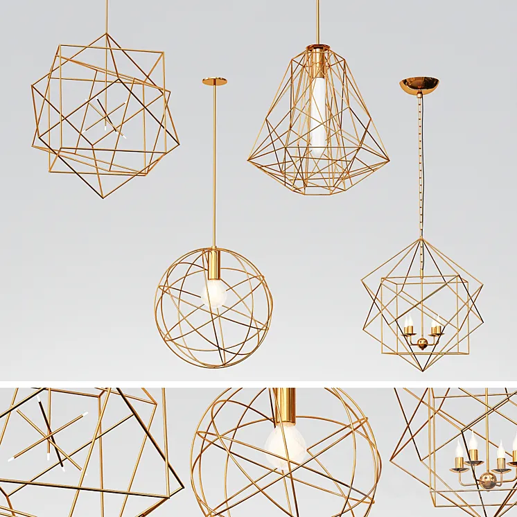 5 GEOMETRIC PENDANT LIGHTS 3DS Max