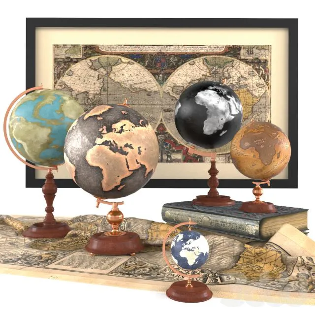 5 globes from Authentic Models 3dsMax Model