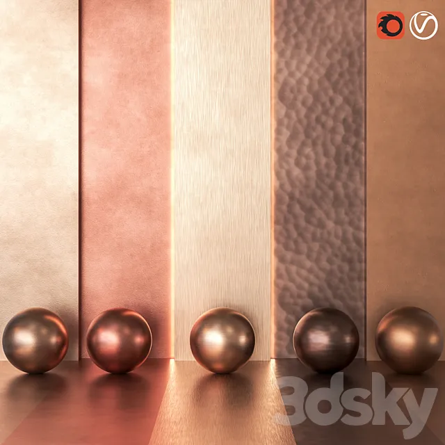 5 in 1 4k Copper Metal Pack Textures & Materials 4K – Seamless – Vol 1 3ds Max