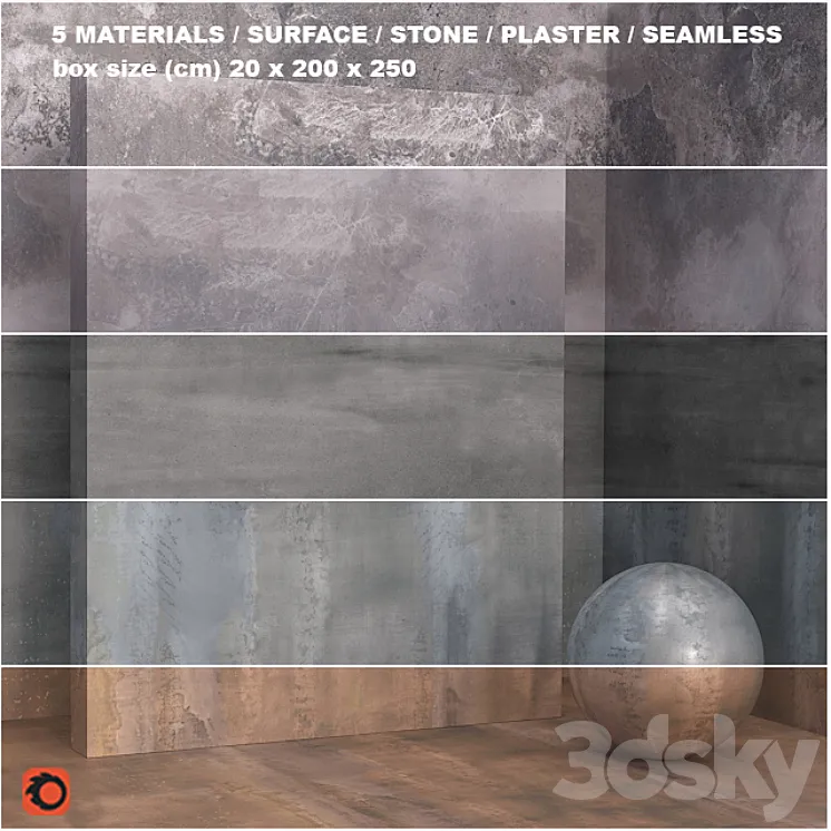 5 materials (seamless) – coating plaster – set 28 3DS Max