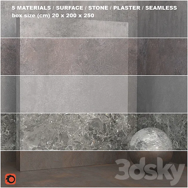 5 materials (seamless) – coating plaster – set 29 3ds Max