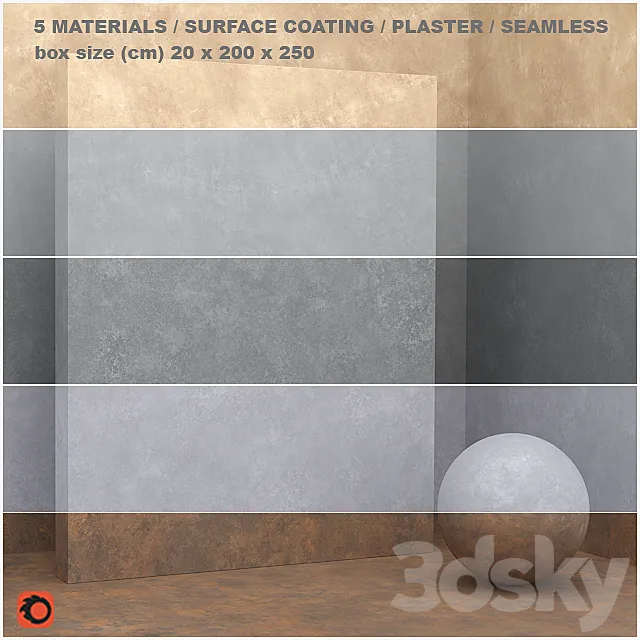 5 materials (seamless) – stone. plaster – set 19 3DSMax File