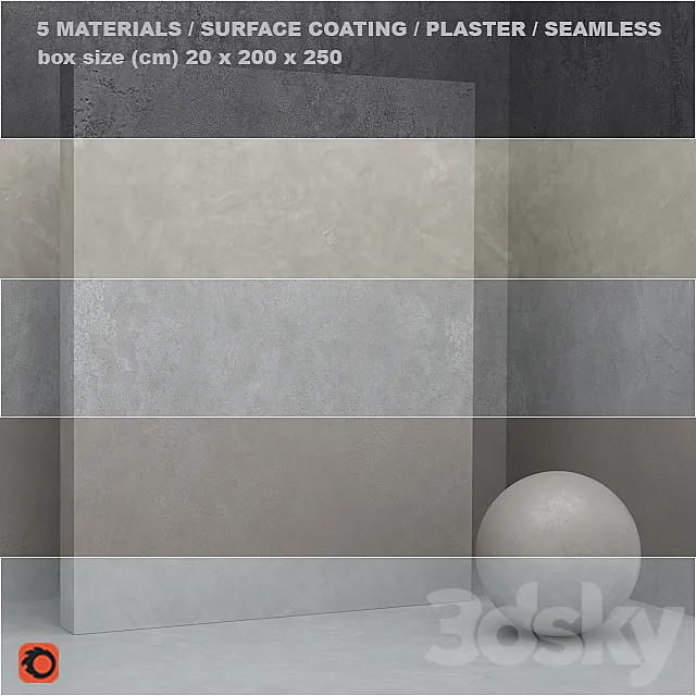 5 materials (seamless) – stone. plaster – set 20 3DSMax File