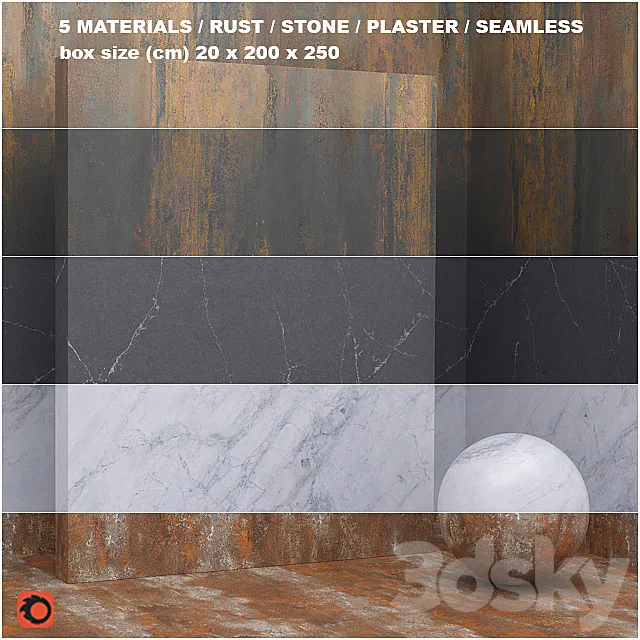 5 materials (seamless) – stone plaster – set 26 3ds Max