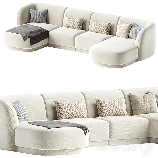 5-seater sofa Miley velvet 3ds Max
