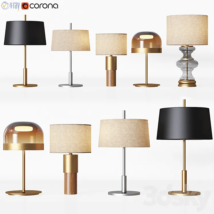 5 Table Lamps Set 1 3DS Max