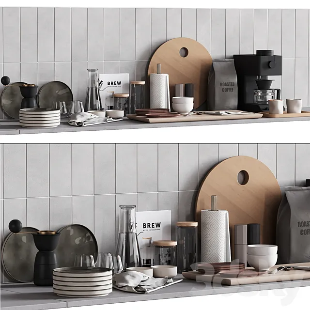 511 kitchen decor set accessories 08 dishes and coffee kit 01 3ds Max