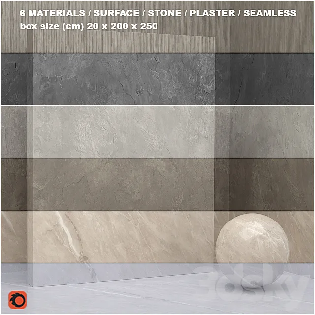 6 materials (seamless) – stone plaster – set 22 3DS Max Model