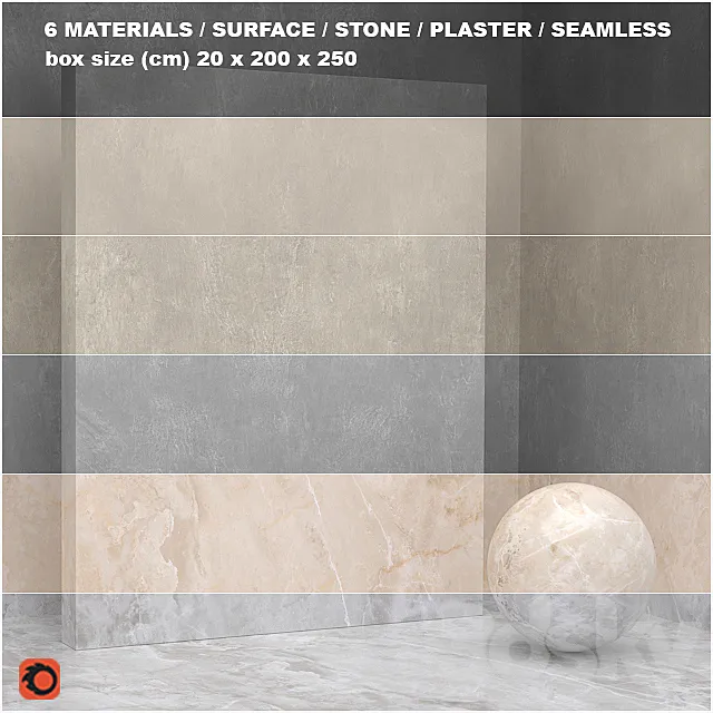 6 materials (seamless) – stone. plaster – set 23 3DSMax File