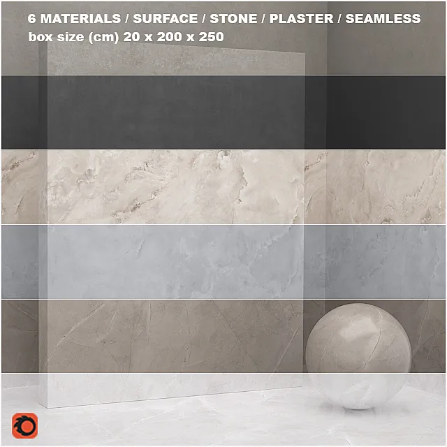 6 materials (seamless) – stone plaster – set 24 3ds Max