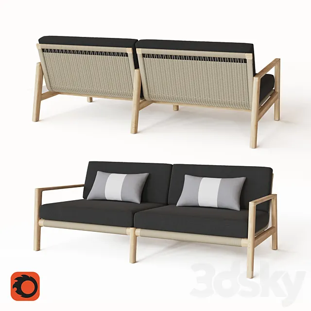 72 MESA TEAK SOFA 3ds Max