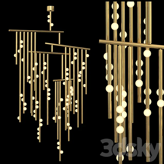 76-bulb Drop System Chandelier 3DS Max Model