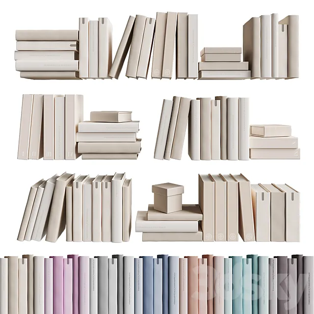 7colors monochrome books set 3DS Max Model