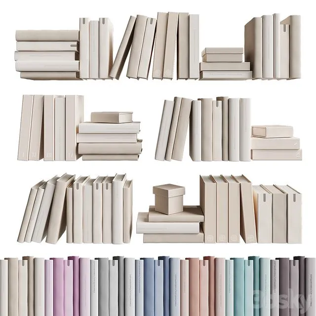 7colors monochrome books set 3dsMax Model