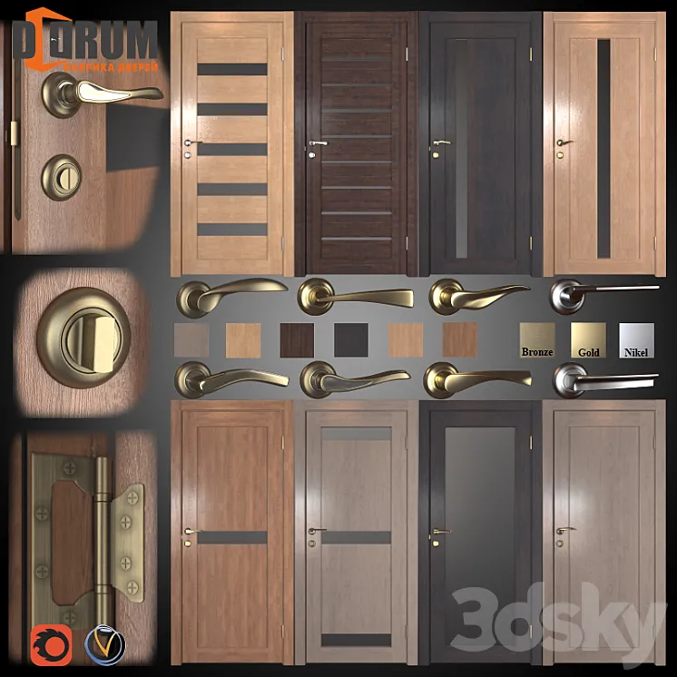 8 doors (6 colors) + 8 handles (3 colors) 3DS Max