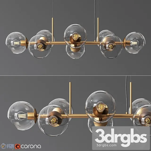 8 Light Staggered Glass Chandelier 3dsmax Download